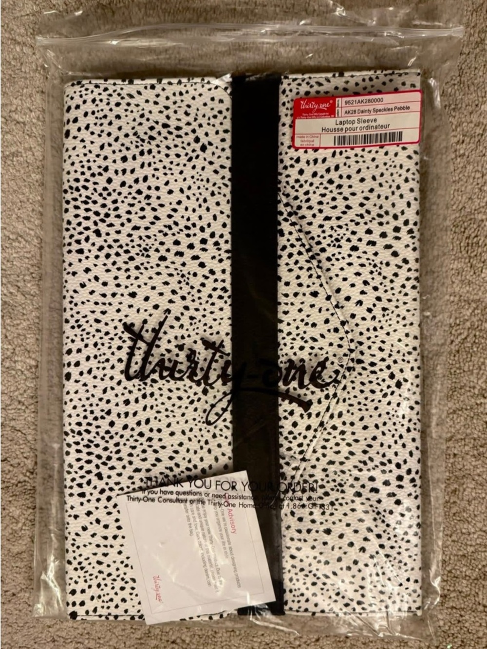 thirty-one Black and White Speckle Lap Top Sleeve